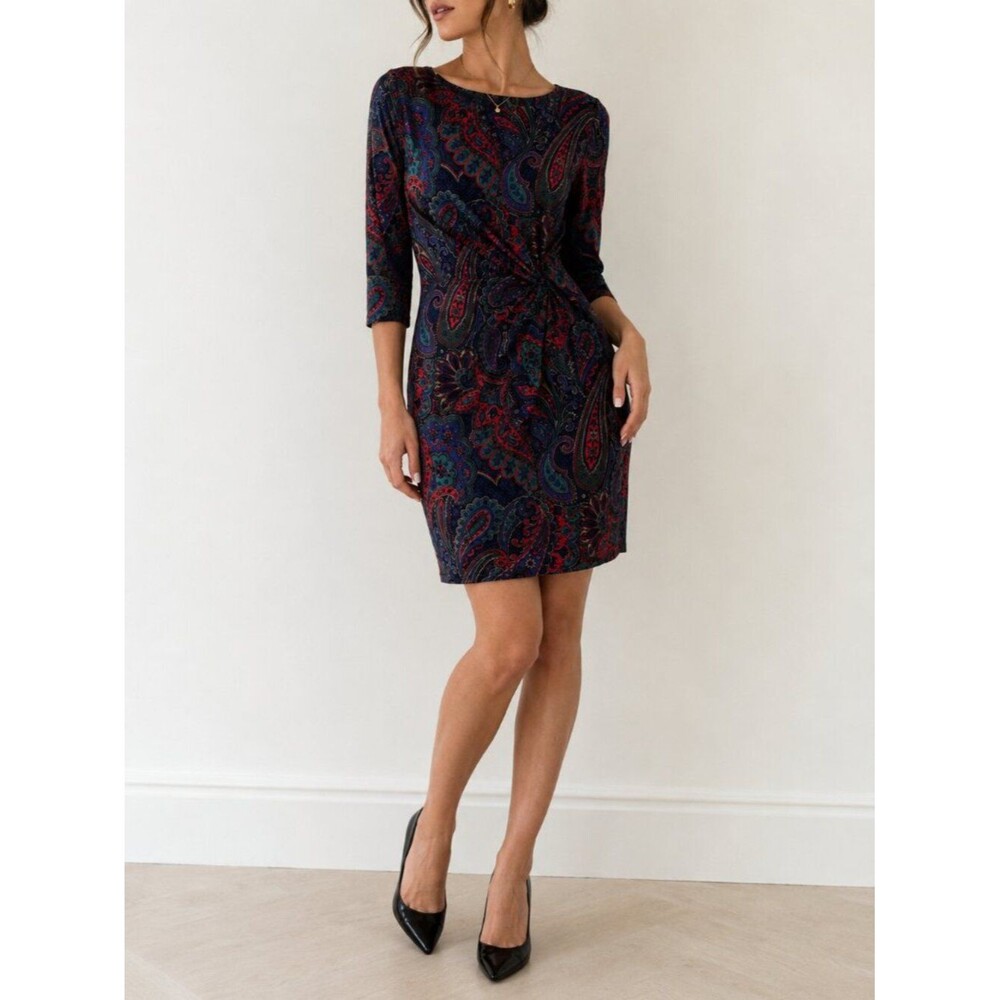 Lauren Ralph Lauren Black Label Paisley Above Knee Dress Size 6